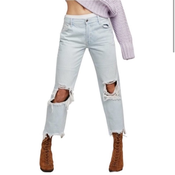 Free People Distressed Button Fly Jeans - Picture 4 of 10